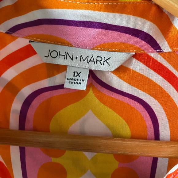 John Mark Multicolor Swirl Button-Up Shirt SZ 1X NWT - Picture 6 of 7